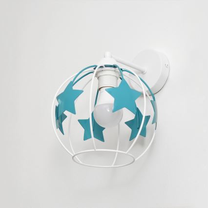 Kinkiet dziecięcy STARS 1xE27/15W/230V turkusowy/biały