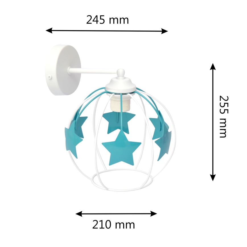 Kinkiet dziecięcy STARS 1xE27/15W/230V turkusowy/biały