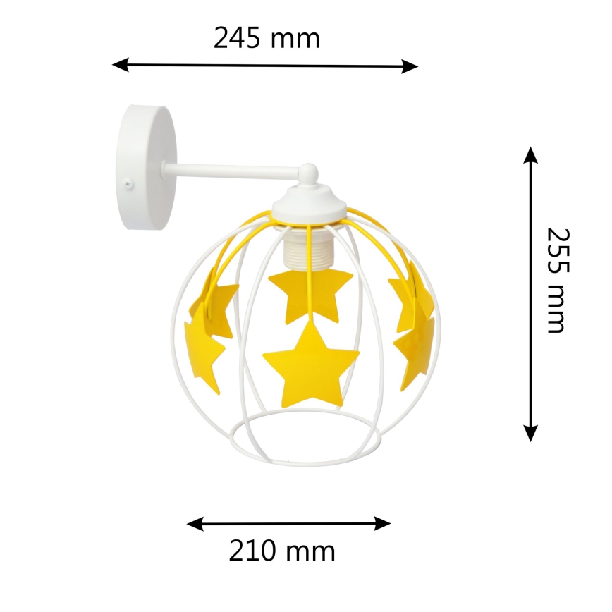 Kinkiet dziecięcy STARS 1xE27/15W/230V żółty/biały