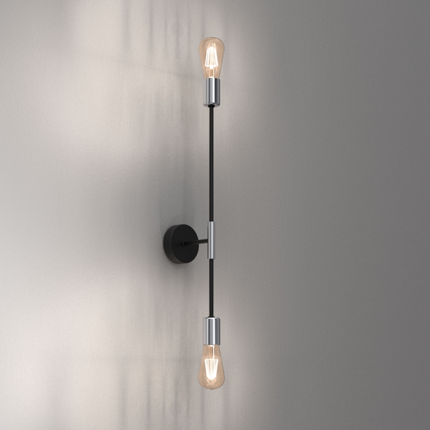Kinkiet FLAME 2xE27/60W/230V czarny/chrom błyszczący