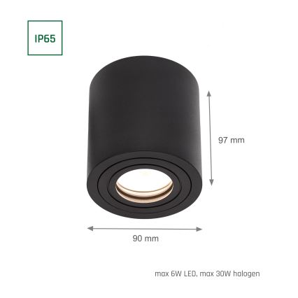 Kinkiet łazienkowy CHLOE 1xGU10/30W/230V IP65 okrągły czarny