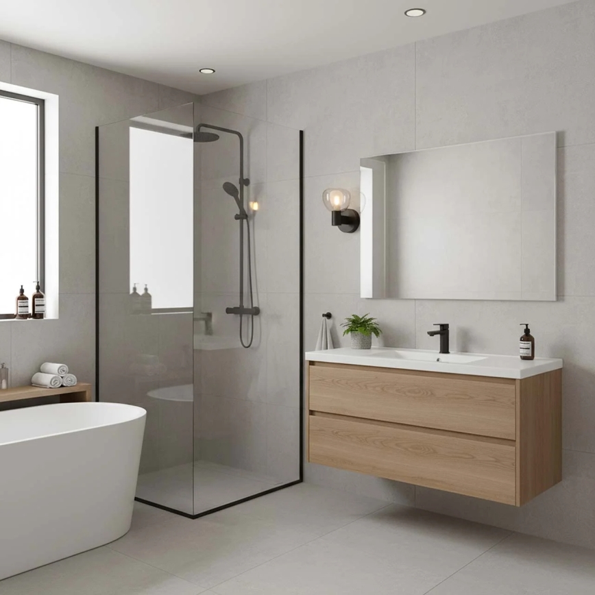 Kinkiet łazienkowy POLA 1xG9/5W/230V IP44 czarny/przezroczysty