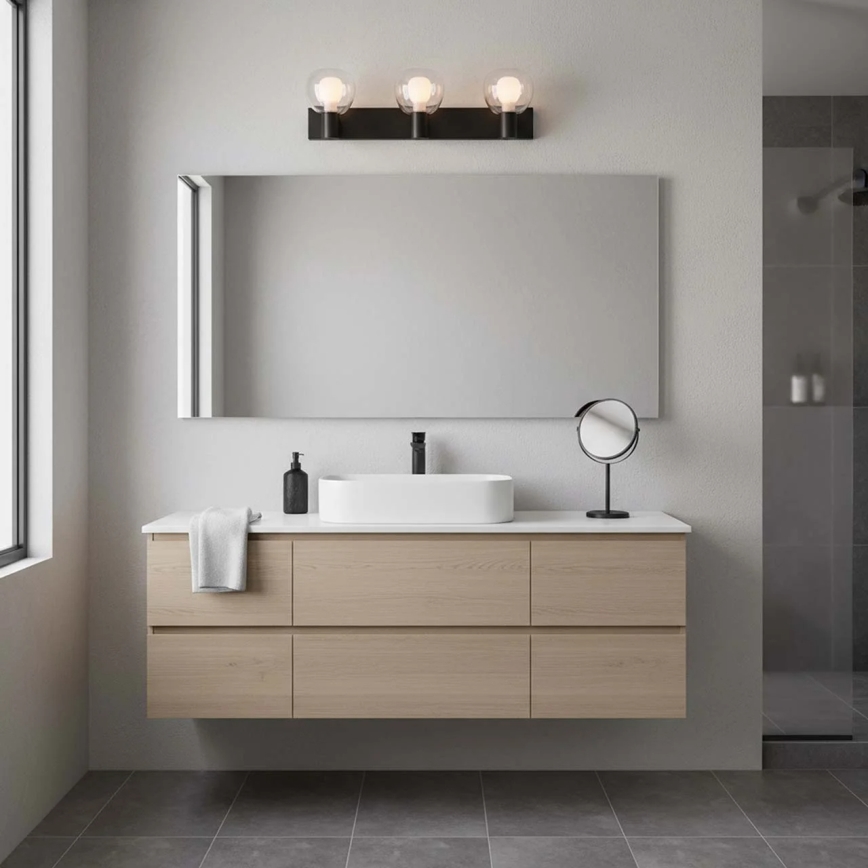 Kinkiet łazienkowy POLA 3xG9/5W/230V IP44 czarny/przezroczysty