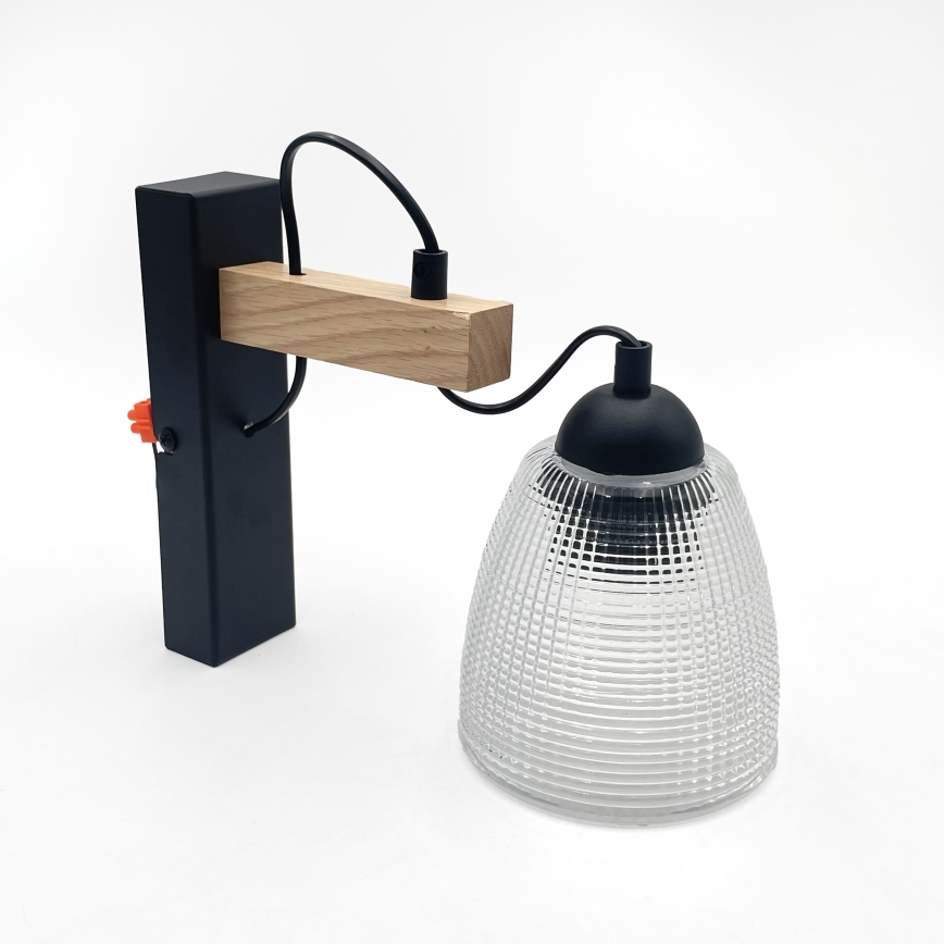 Kinkiet LEANDRA 1xE27/15W/230V dąb/czarny