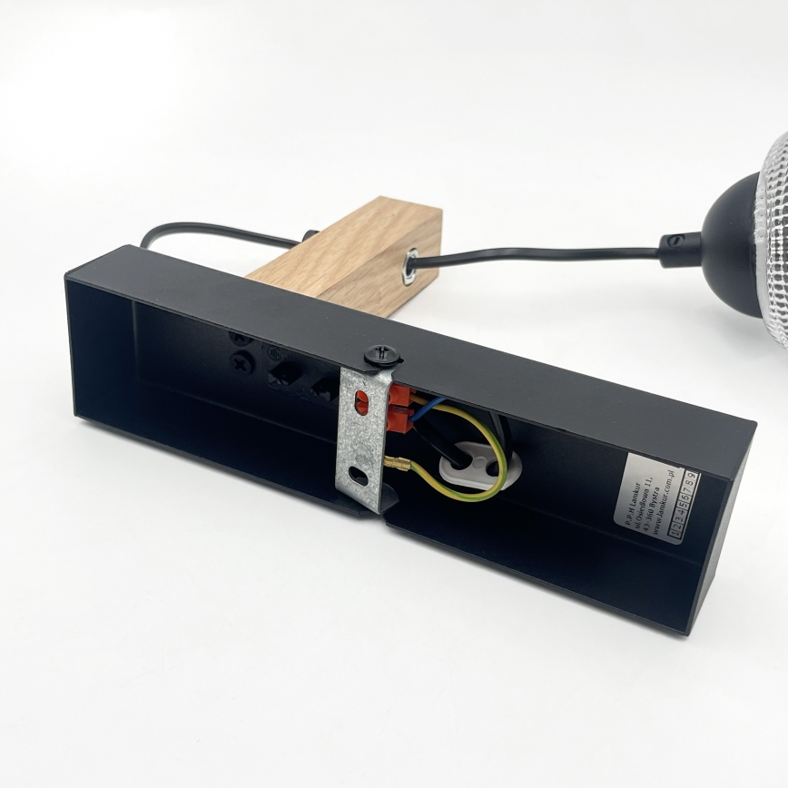 Kinkiet LEANDRA 1xE27/15W/230V dąb/czarny