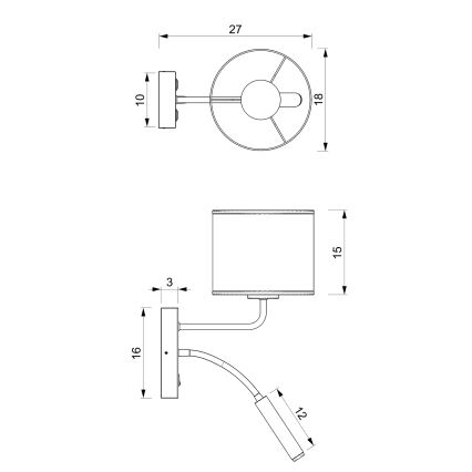 Kinkiet LOFT SHADE 1xE27/60W+1xG9/8W/230V biały/złoty