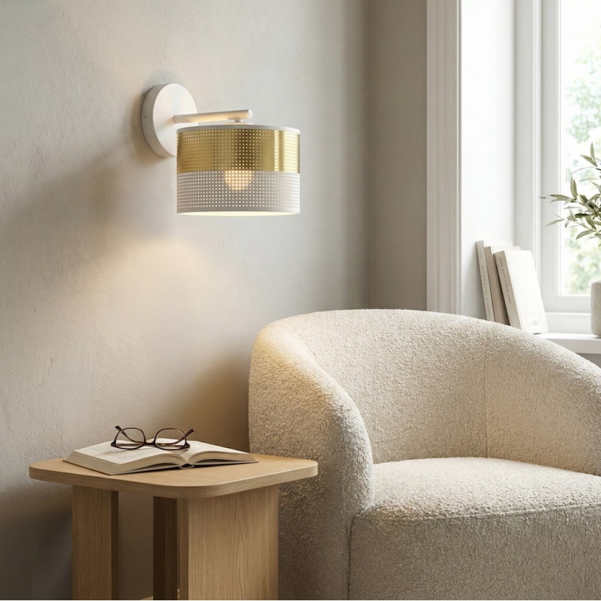 Kinkiet LUX 1xE27/15W/230V biały/złoty