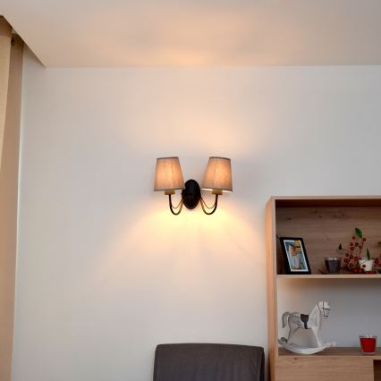 Kinkiet MALBO 2xE27/15W/230V szary/czarny