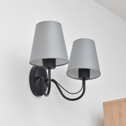Kinkiet MALBO 2xE27/15W/230V szary/czarny
