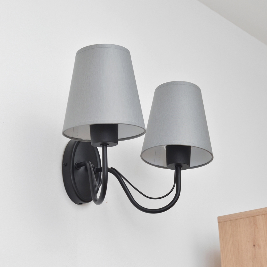 Kinkiet MALBO 2xE27/15W/230V szary/czarny