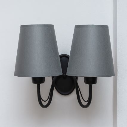 Kinkiet MALBO 2xE27/15W/230V szary/czarny