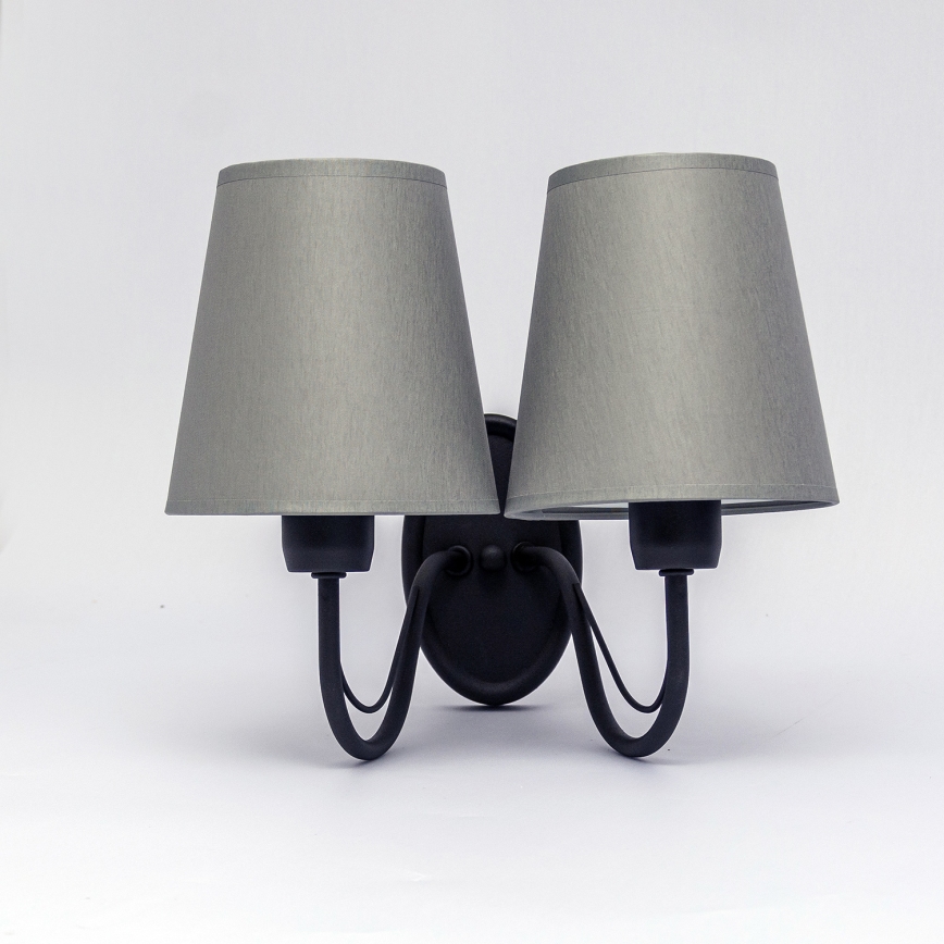 Kinkiet MALBO 2xE27/15W/230V szary/czarny