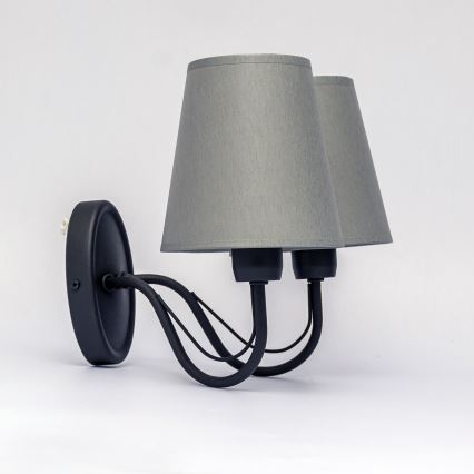Kinkiet MALBO 2xE27/15W/230V szary/czarny