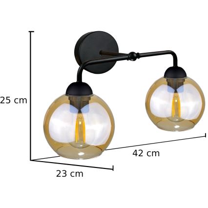 Kinkiet MELLE BLACK 2xE27/60W/230V