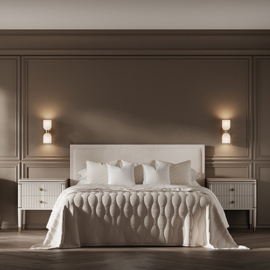 Kinkiet PIEGA 2xE14/10W/230V mosiądz/biały