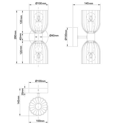 Kinkiet PIEGA 2xE14/10W/230V mosiądz/dymny beż