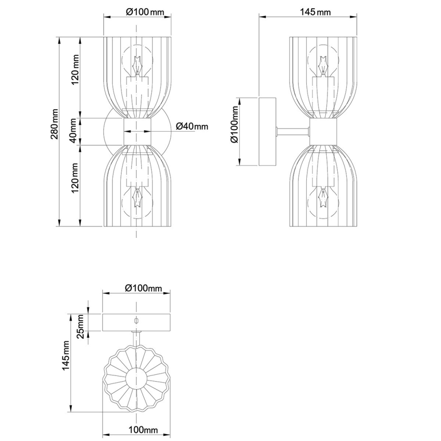 Kinkiet PIEGA 2xE14/10W/230V mosiądz/dymny beż