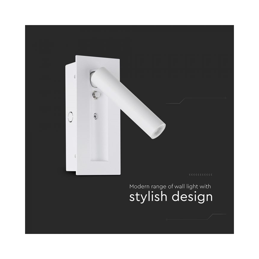 Kinkiet punktowy LED/2W/230V 3000K biały