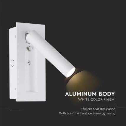 Kinkiet punktowy LED/2W/230V 3000K biały