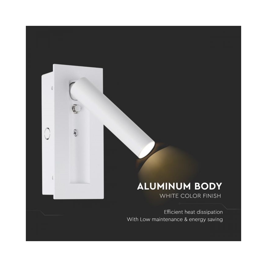 Kinkiet punktowy LED/2W/230V 3000K biały