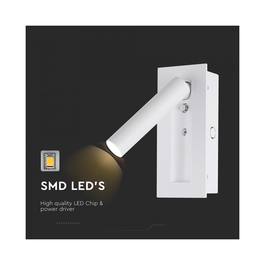 Kinkiet punktowy LED/2W/230V 3000K biały