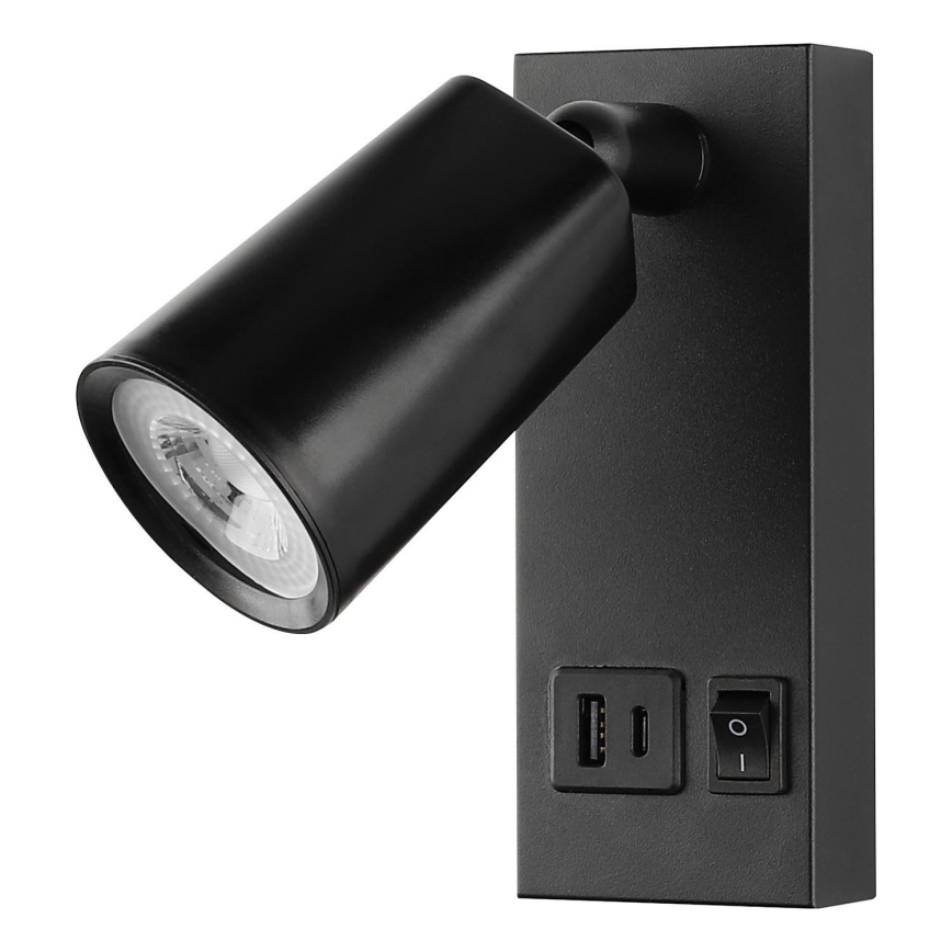 Kinkiet punktowy LED z funkcją ładowania USB LED/5W/230V czarny