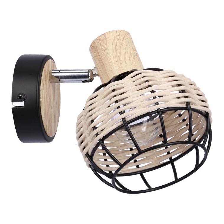 Kinkiet punktowy TAJGA 1xE14/40W/230V rattan/czarny