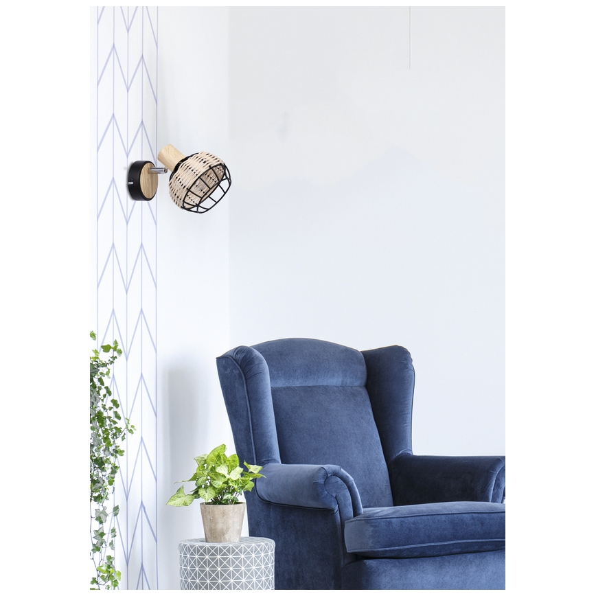 Kinkiet punktowy TAJGA 1xE14/40W/230V rattan/czarny