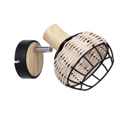 Kinkiet punktowy TAJGA 1xE14/40W/230V rattan/czarny