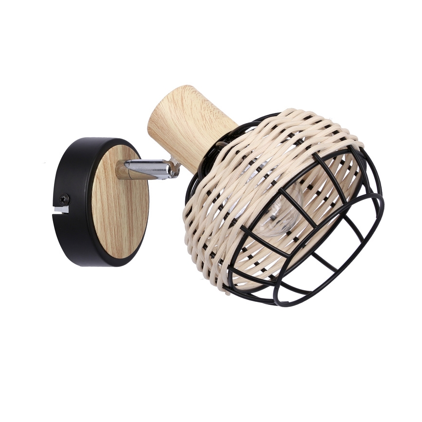 Kinkiet punktowy TAJGA 1xE14/40W/230V rattan/czarny