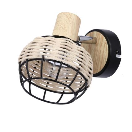 Kinkiet punktowy TAJGA 1xE14/40W/230V rattan/czarny