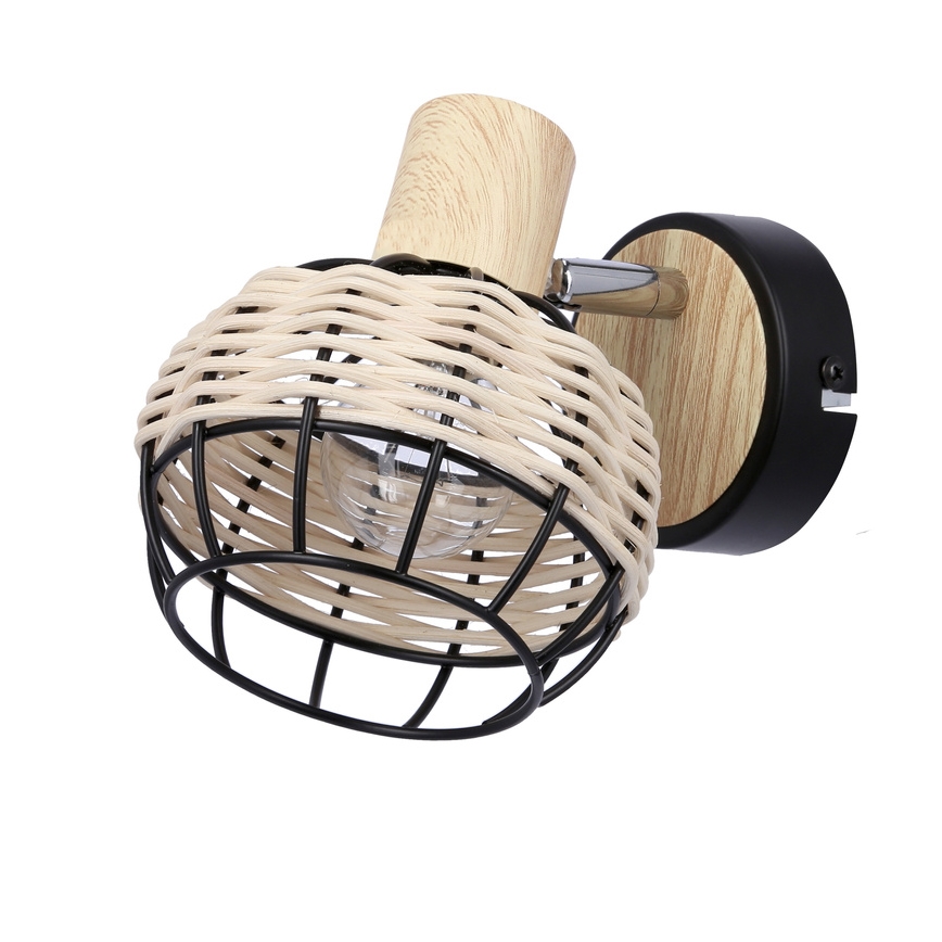 Kinkiet punktowy TAJGA 1xE14/40W/230V rattan/czarny