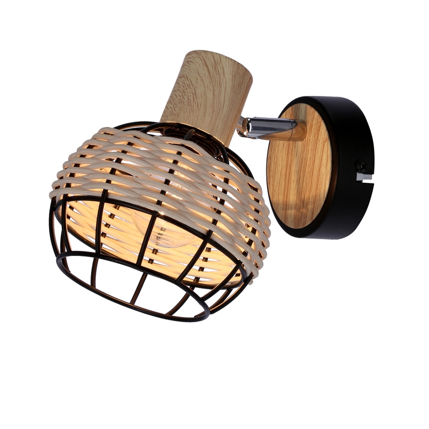 Kinkiet punktowy TAJGA 1xE14/40W/230V rattan/czarny