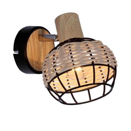 Kinkiet punktowy TAJGA 1xE14/40W/230V rattan/czarny