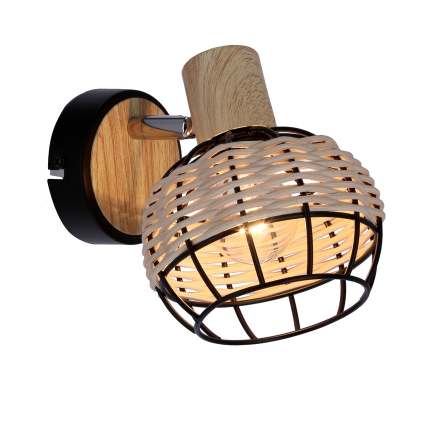 Kinkiet punktowy TAJGA 1xE14/40W/230V rattan/czarny