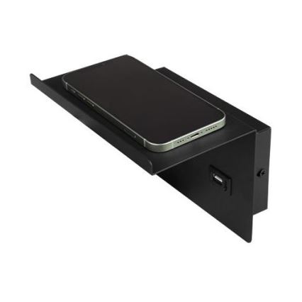 Kinkiet punktowy z półką i ładowarką USB 1xG9/35W/230V czarny/złoty