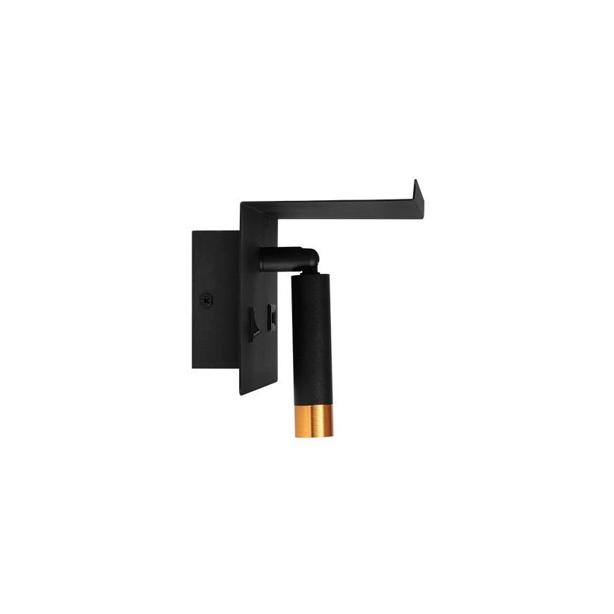 Kinkiet punktowy z półką i USB ładowarką 1xG9/35W/230V czarny/złoty