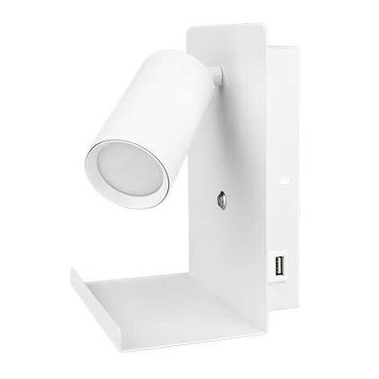 Kinkiet punktowy z półką i USB ładowarką 1xGU10/35W/230V biały