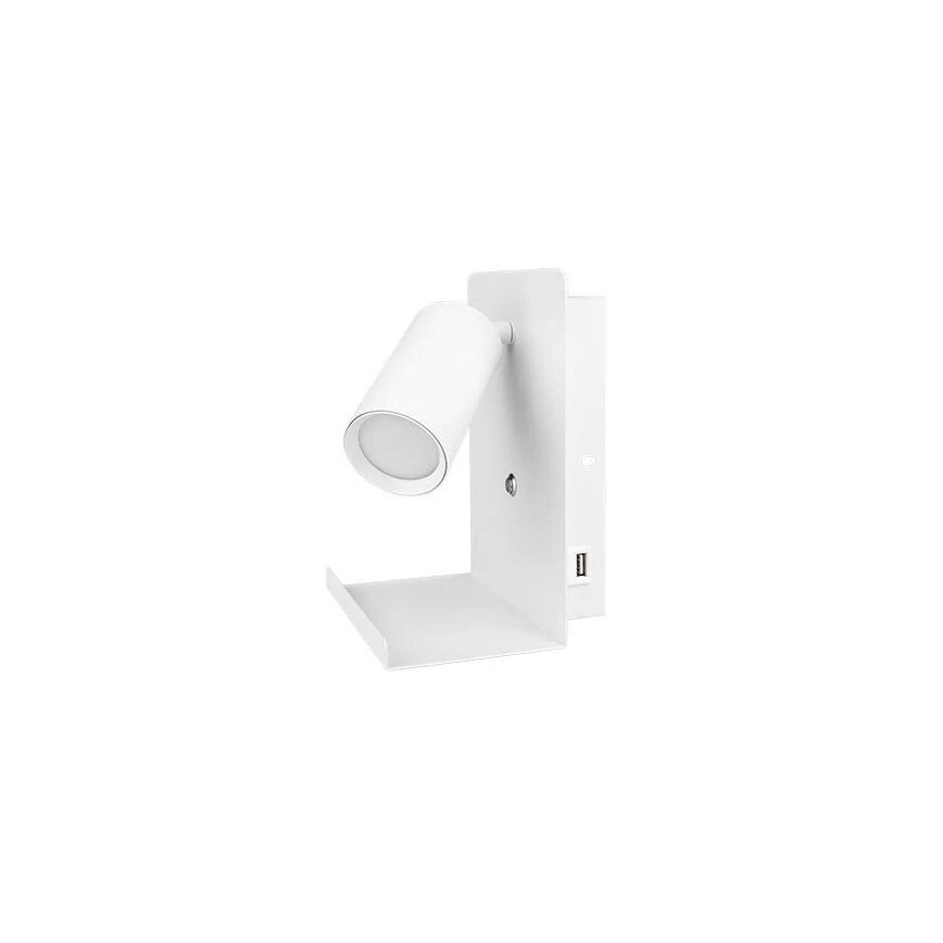 Kinkiet punktowy z półką i USB ładowarką 1xGU10/35W/230V biały