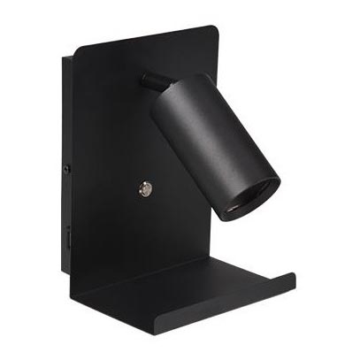 Kinkiet punktowy z półką i USB ładowarką 1xGU10/35W/230V czarny