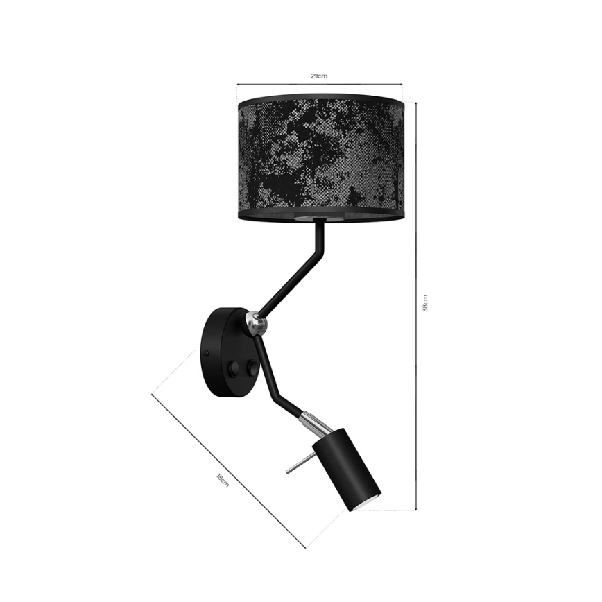 Kinkiet SATINO 1xE27/40W/230V + 1xGU10/MR11/7W czarny/szary