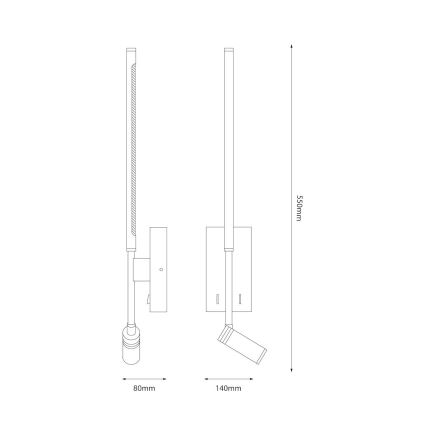 Kinkiet ścienny LED TORCH LED/6W/230V + LED/3W biały