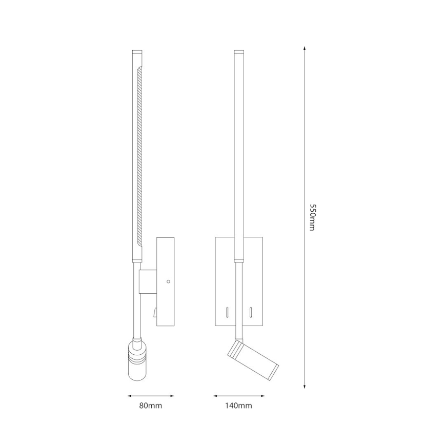 Kinkiet ścienny LED TORCH LED/6W/230V + LED/3W biały