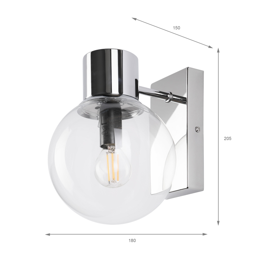 Kinkiet SFERIO 1xE14/5W/230V błyszczący chrom/przezroczyste szkło