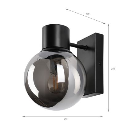 Kinkiet SFERIO 1xE14/5W/230V czarny/dymiony