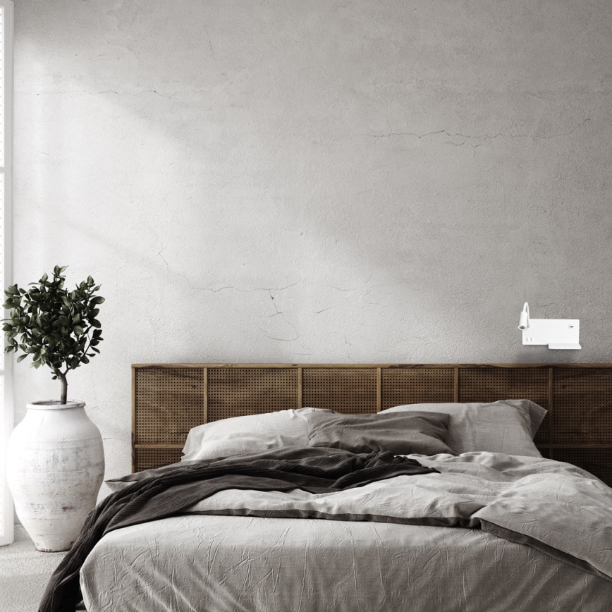 Kinkiet SHELF LED/4W+LED/5W+LED/2W/230V + port USB biały