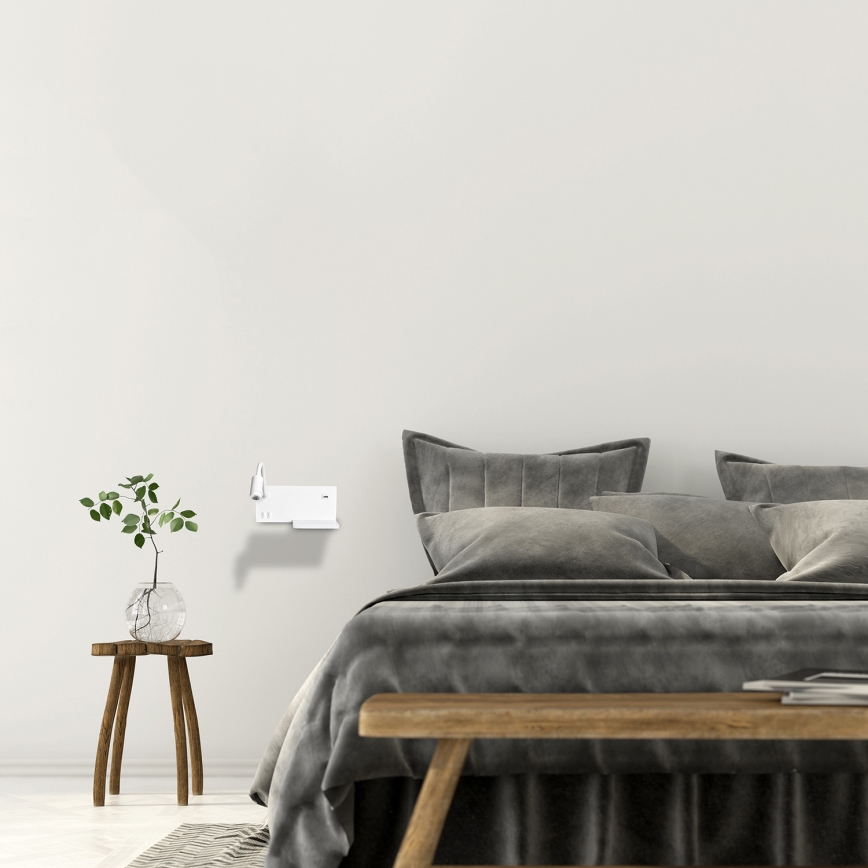 Kinkiet SHELF LED/4W+LED/5W+LED/2W/230V + port USB biały