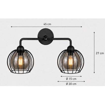 Kinkiet SOLO BLACK 2xE27/60W/230V