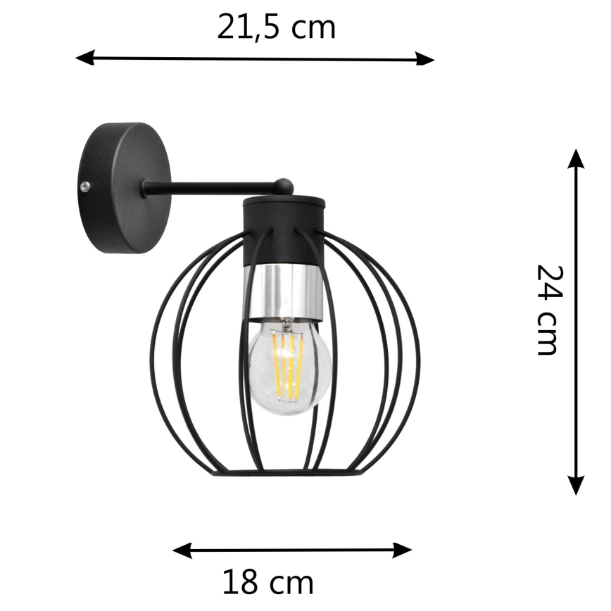 Kinkiet STARLIGHT 1xE27/15W/230V czarny/srebrny