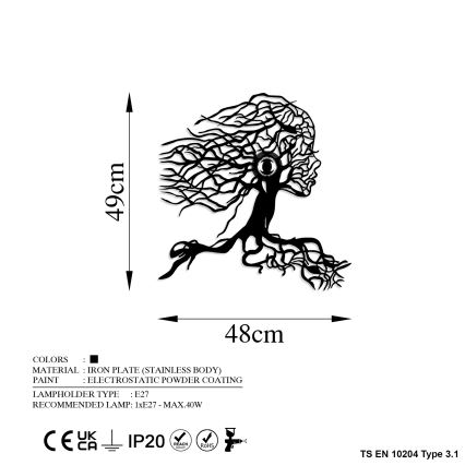 Kinkiet TREE WOMAN 1xE27/40W/230V czarny